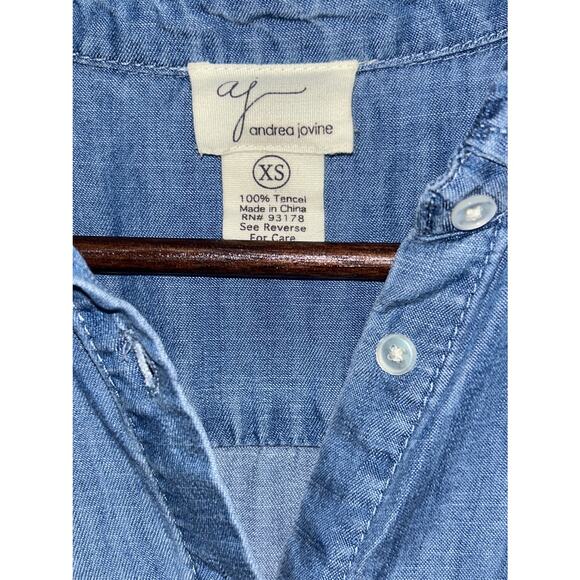 Andrea Jovine Women's XS Button Front Sleeveless Blue Jean Dress - Picture 3 of 4
